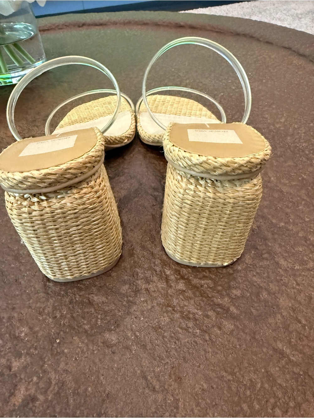 Dolce Vita Natural Woven Wedge Sandals with Clear Straps - Picture 2 of 3